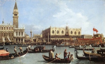 Canaletto Painting - Return Of The Bucentoro To The Molo On Ascension Day Canaletto